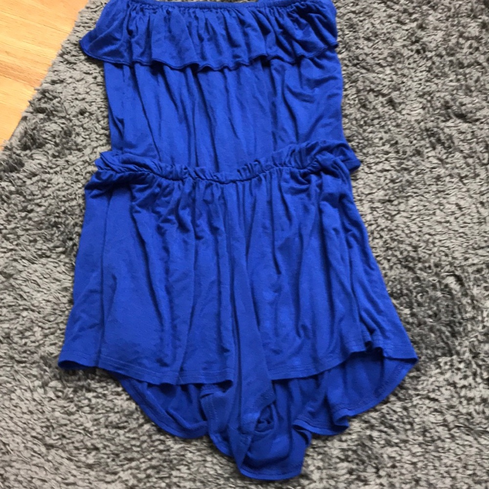 Blue strapless romper